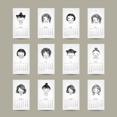 Calendar grid 2015 cute girls design