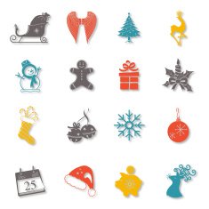 Set of Sixteen Christmas Holidays Icons