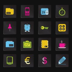 Black Colorful Business-Office Icons N2