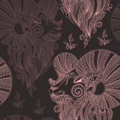 Ram's head Vector seamless pattern Mehendi style N7
