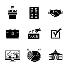 Set of ELECTION icons - votebox handshake portfolio vote list