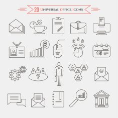 Set of universal office and organizational icons N3