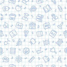 School Seamless Pattern on the Squared Sheet