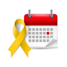 Yellow awareness ribbon and calendar