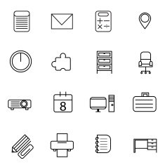 office supply and document icons set vector illustration