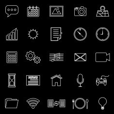 Application line icons on black background