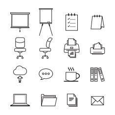 set of office line icons N3