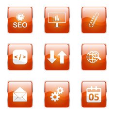 SEO Internet Sign Square Vector Orange Icon Design Set 6 N12