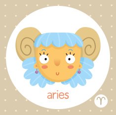 Aries zodiac sign girl with horns