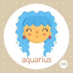 Aquarius zodiac sign girl with water drops