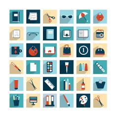 Collection of work office flat design icons