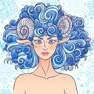 Zodiac sign Aries Blue sheep lady