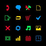 Colored pixel icons set for online shopping