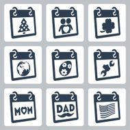 Vector calendar icons representing holidays #1