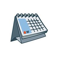 Table calendar icon in cartoon style
