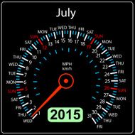 calendar speedometer car July