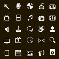 White Media Icons Set