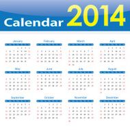 calendar 2014 popular template on isolated background N2