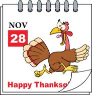 Thanksgiving Holiday Calendar With Cartoon Turkey Escape