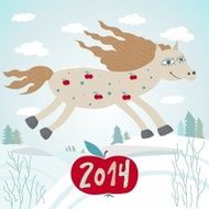 New year 2014 card with horse