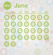 Calendar month of june 2014