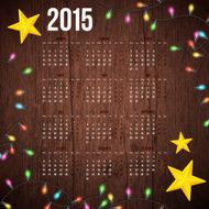 Wooden background realistic garland and decorative stars with 2