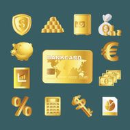 Icon Set - Business Finance set Gold