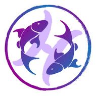 zodiac sign Pisces watercolor