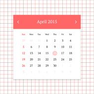 Calendar page for April 2015 N11