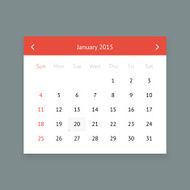 Calendar page for January 2015 N11