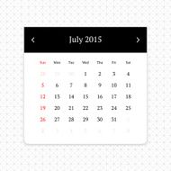 Calendar page for July 2015 N11