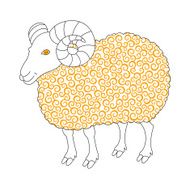 cute sheep with golden curl N2