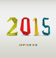 New Year card with folded colored paper background