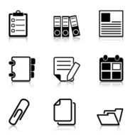 Document Office Icons with refection