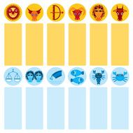 Funny blue and orange zodiac sign icon set astrological vector