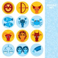 Funny blue and orange zodiac sign icon set astrological vector N2