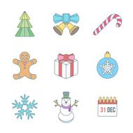 christmas outline color icons N2