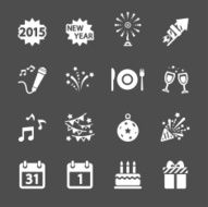 new year party icon set vector eps10