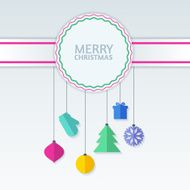 Abstract vector baubles on badge Christmas or New Year background