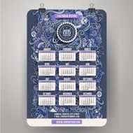Doodles cartoon Calendar 2015 year design