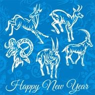 Goats in tribal style Vector illustration