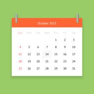 Calendar page for October 2015 N10