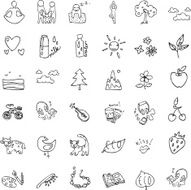 set of icons hand drawn contour a healthy lifestyle