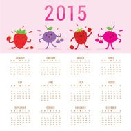 Calendar 2015 Fruit Cute Cartoon Mixed Berry Vector