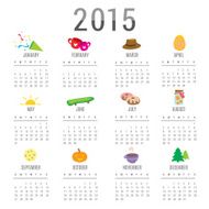 Calendar 2015 Cartoon Cute Vector