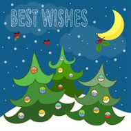 winter holidays card with hand-drawing best wishes