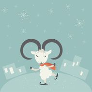 Christmas background with goat Vector illustration