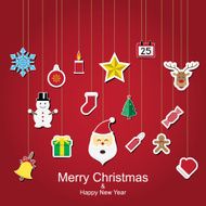 Christmas sticker icon hanging design vector illustration