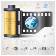 Global Travel And Journey Infographic With Continent Film Diagram Concept