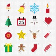 Christmas sticker icon set vector illustration